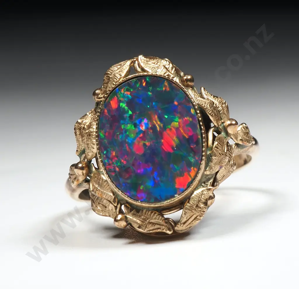 Vintage 9ct Gold Opal Doublet Ring - Rhoda Wager Style Image 1++