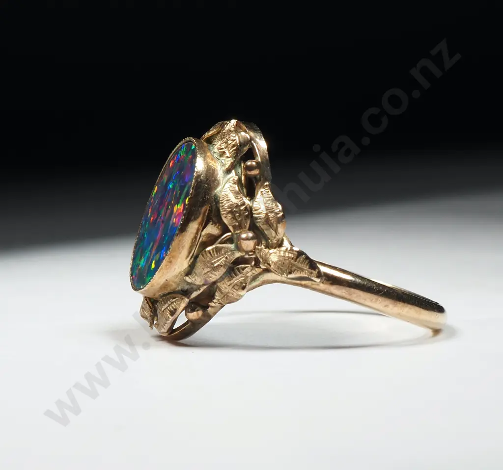 Vintage 9ct Gold Opal Doublet Ring - Rhoda Wager Style Image 1++