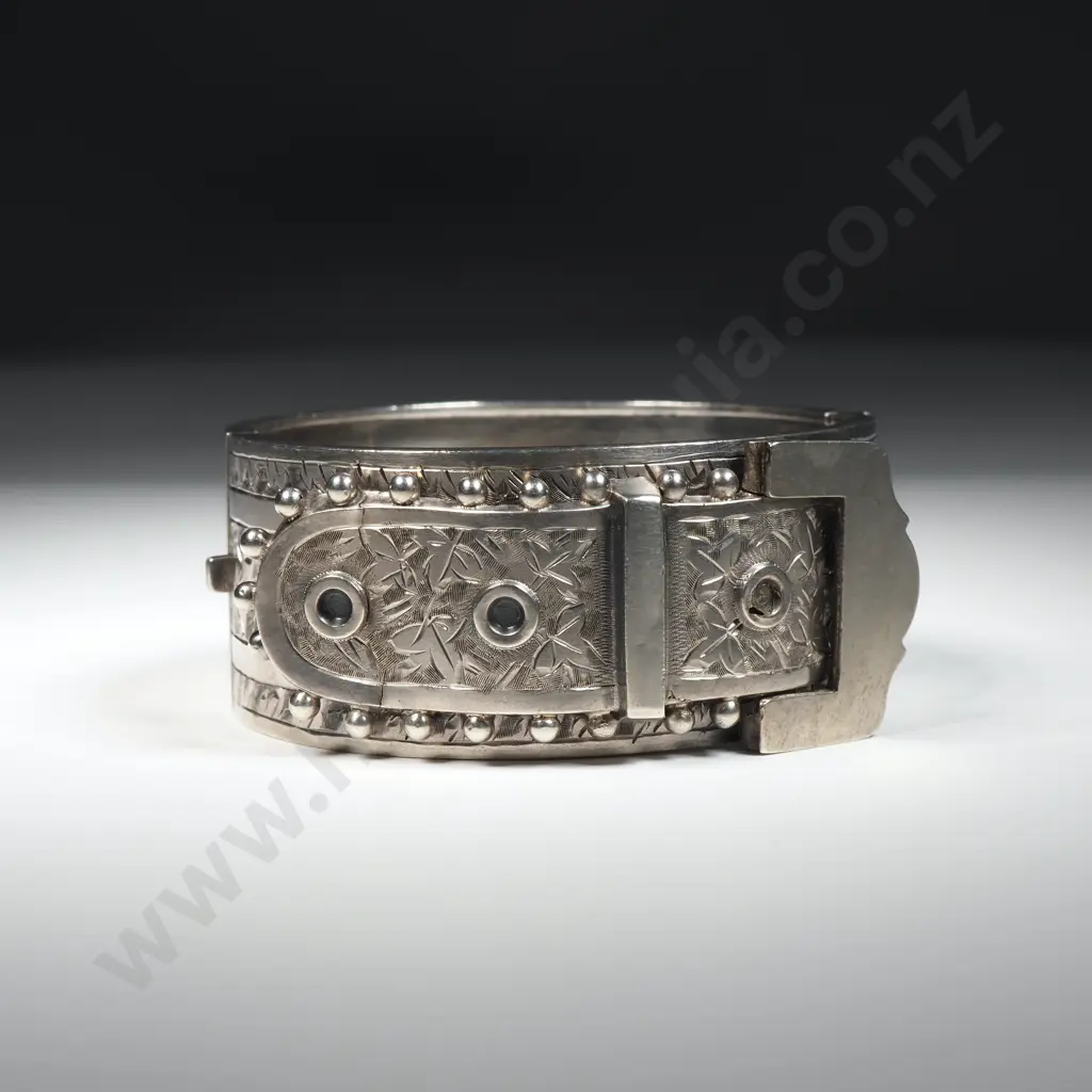 Antique Sterling Silver Hinged Buckle Bracelet Image 1++