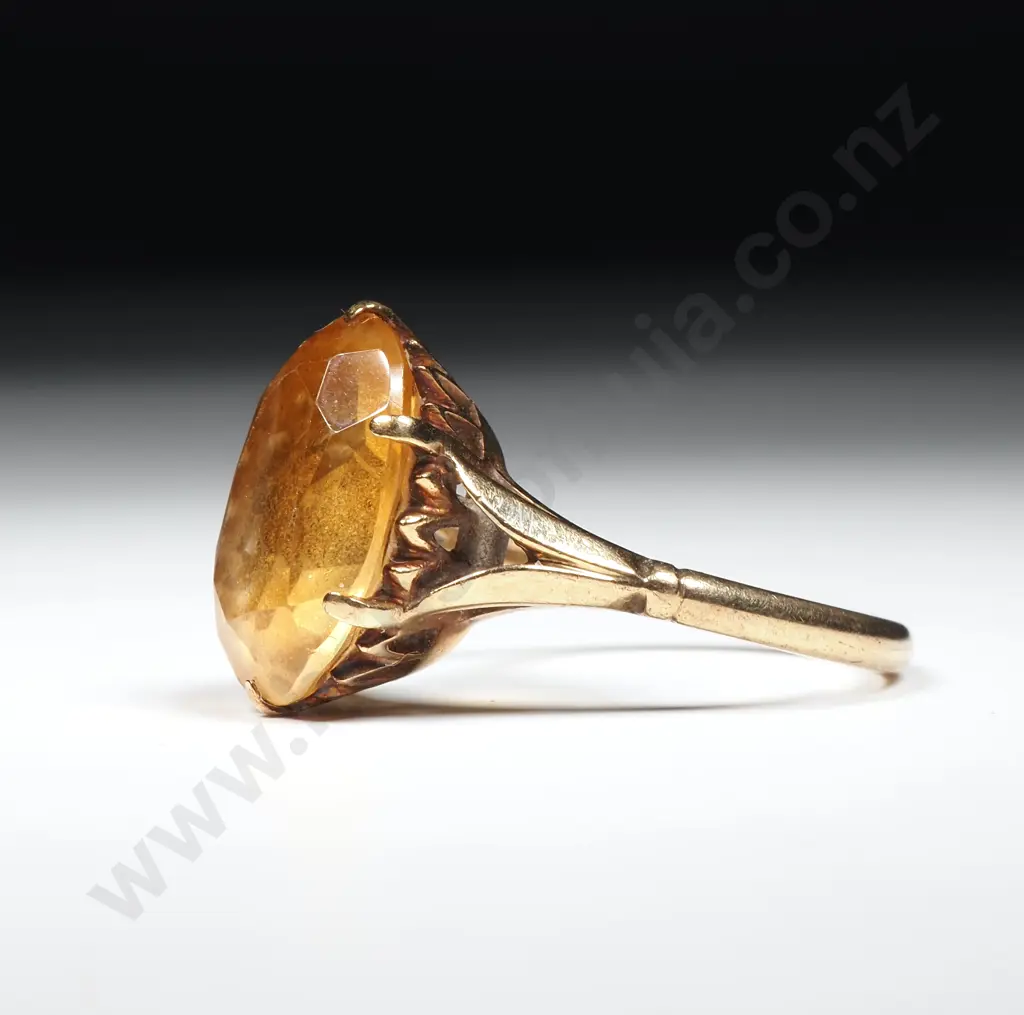9ct Gold Yellow Stone Ring Image 1++