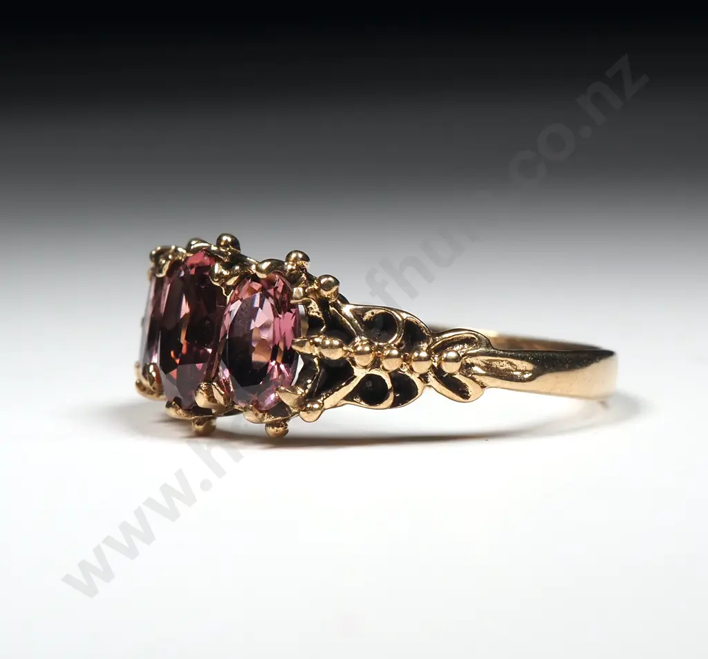 Vintage 9ct Gold Tourmaline Ring w English Hallmarks Image 1++