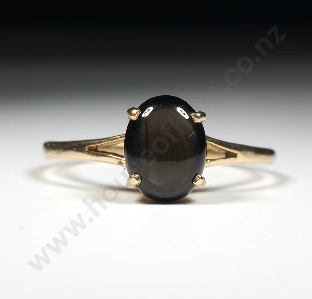 9ct Gold Mystic Black Stone Ring Image 1++