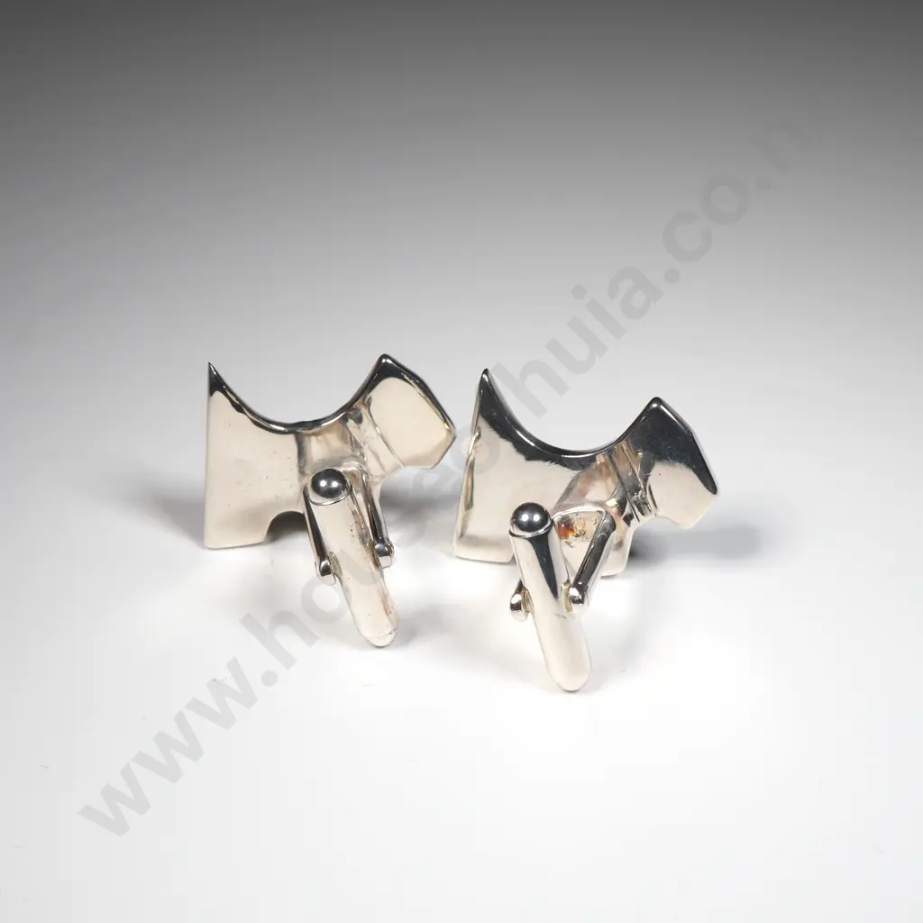 Tiffany & Co Sterling Silver Dog Cufflinks in Pouch & Box Image 1++