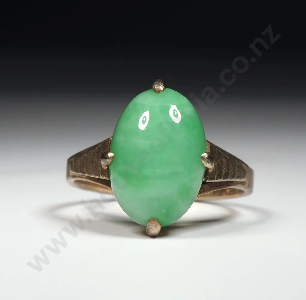 Sterling Silver Gilt Jade Ring Image 1++