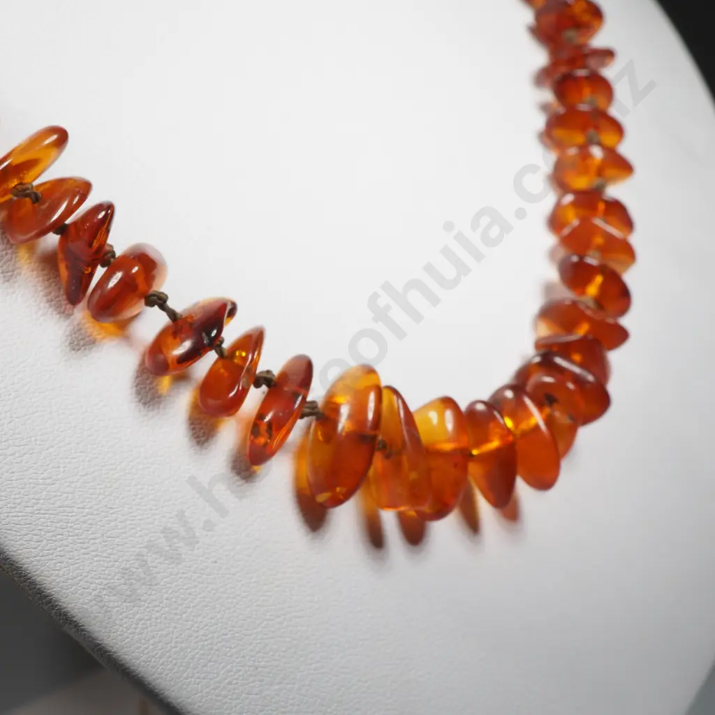 Vintage Amber Bead Necklace Image 1++