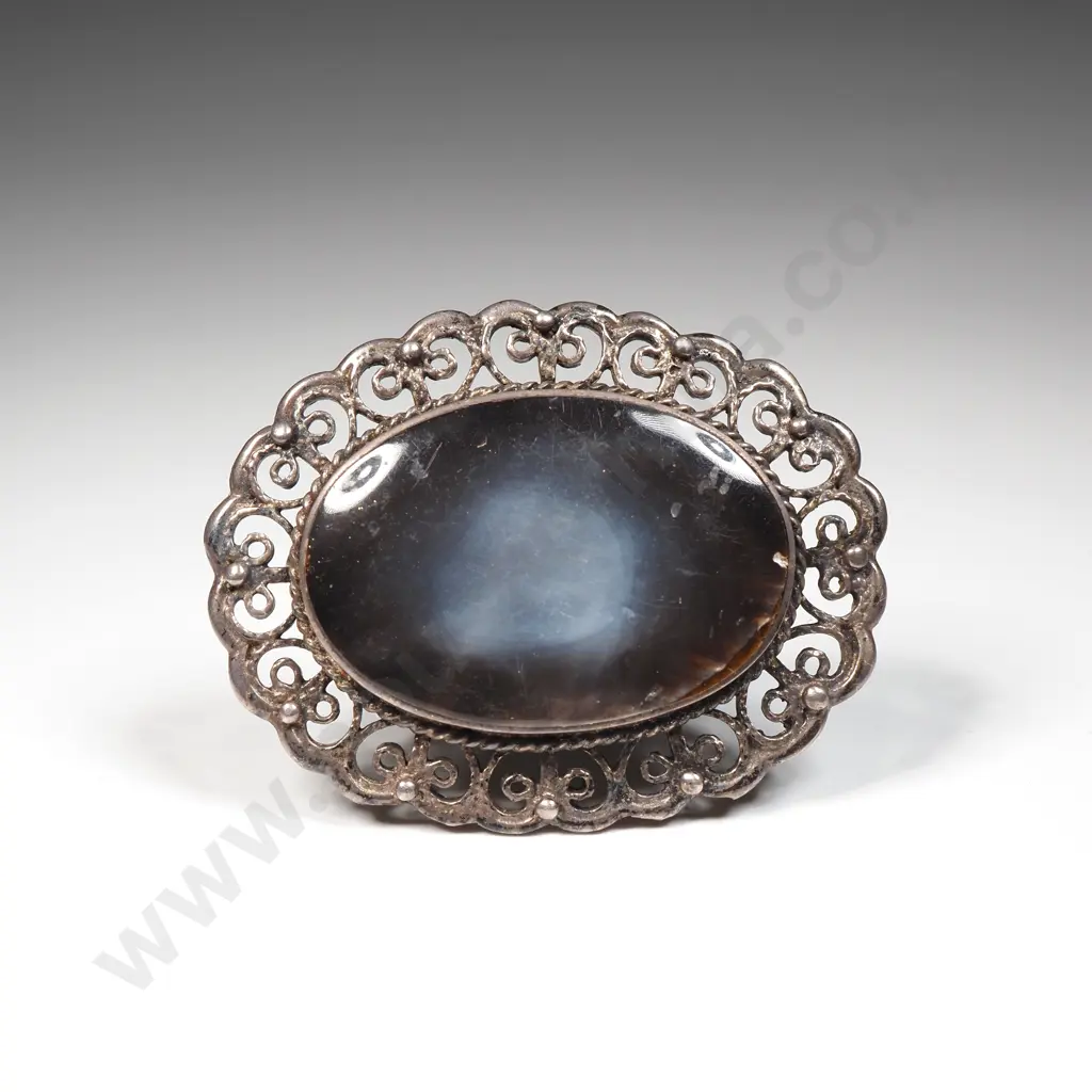 Sterling Silver Brooch w Filligree Detail Image 1++