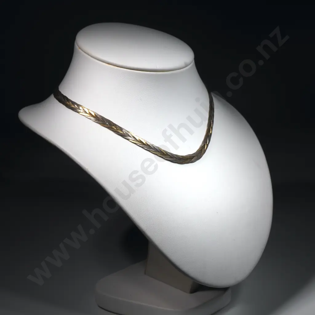 Italian Sterling Silver & Silver Gilt Plaited Necklace. Image 1++