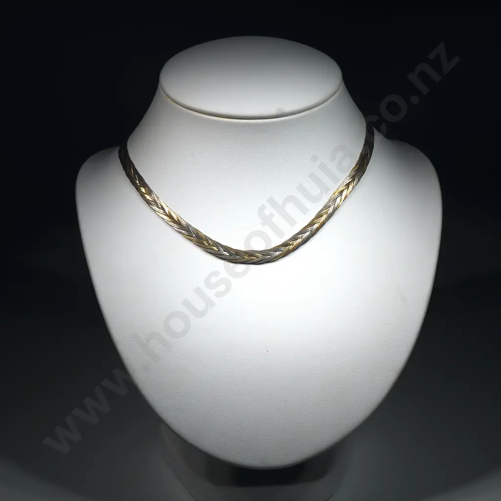 Italian Sterling Silver & Silver Gilt Plaited Necklace. Image 1++