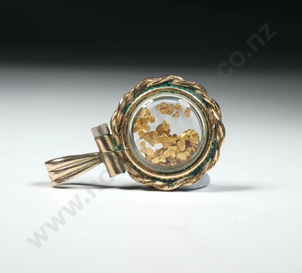 Gold Plate & Glass Small Pendant Containing Gold Flakes  Image 1++