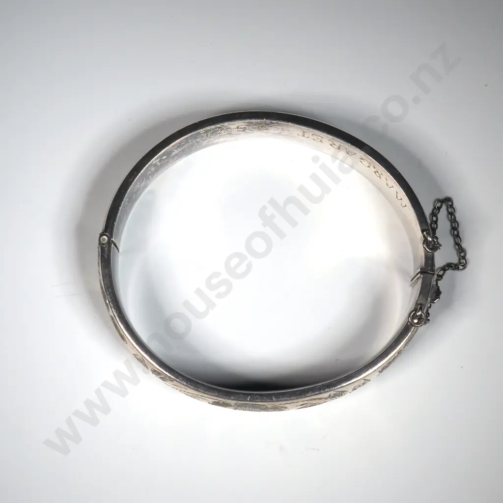 Sterling Silver Snap Bracelet w Engraved Panel  Image 1++