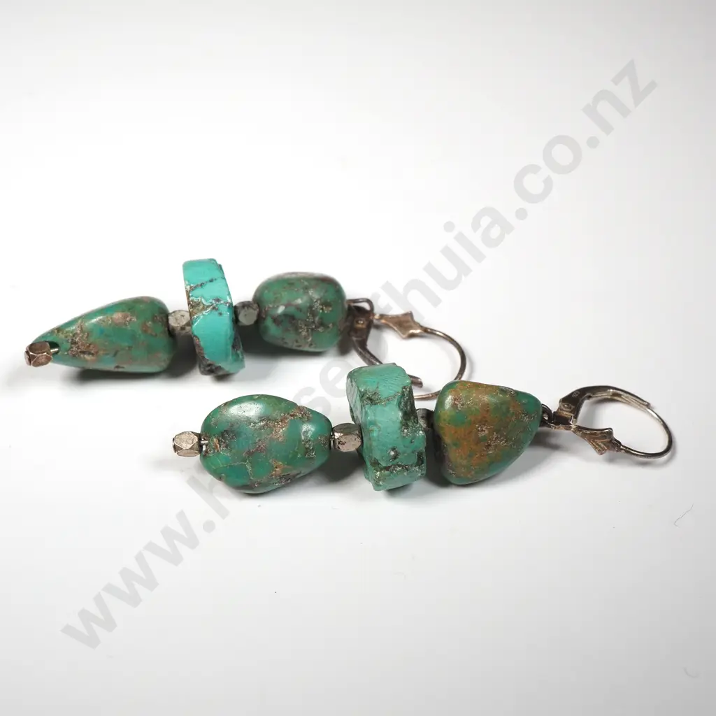 Sterling Silver & Turquoise Bead Necklace Image 1++
