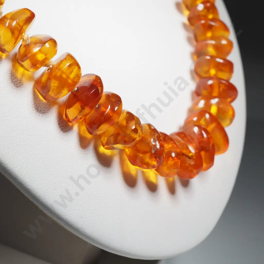 Vintage Amber Bead Necklace Image 1++