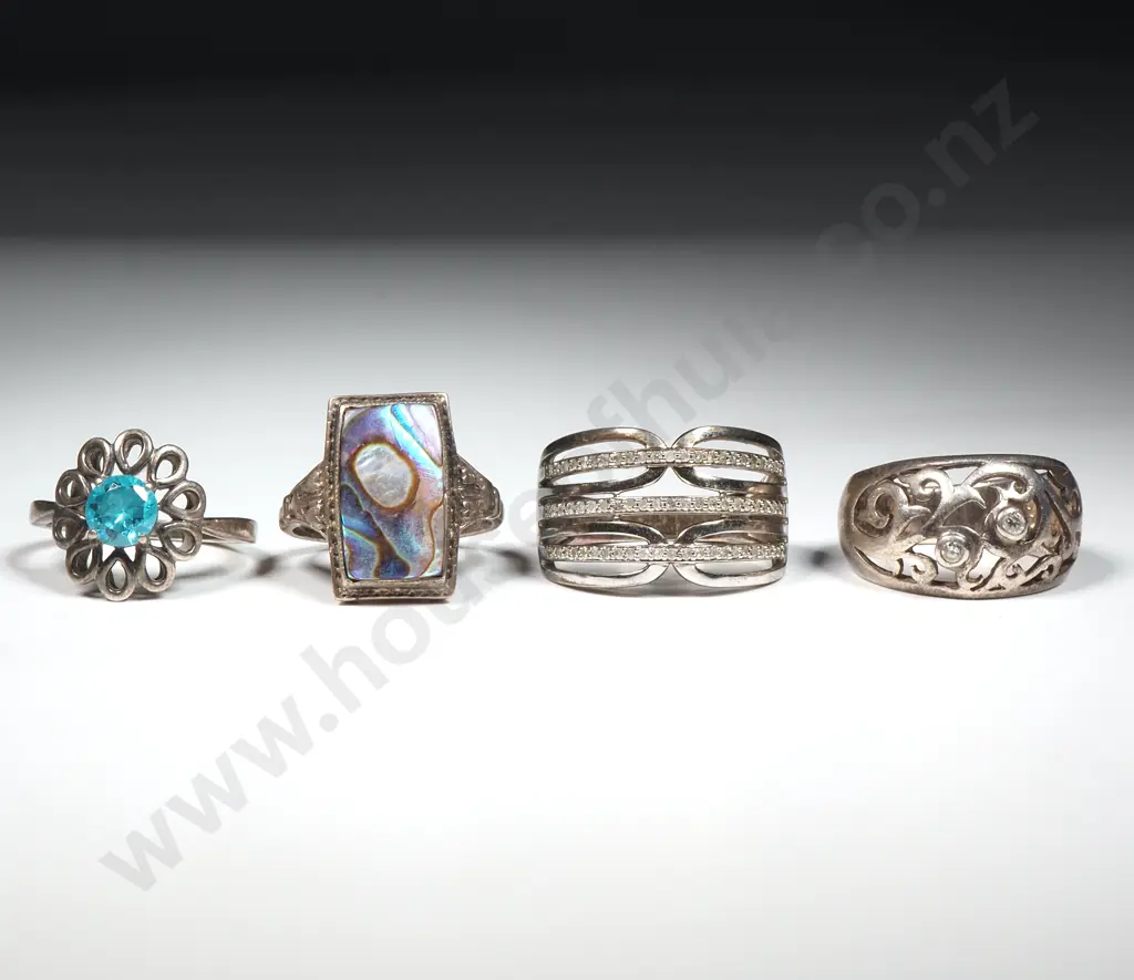Four Sterling Silver Rings Image 1++
