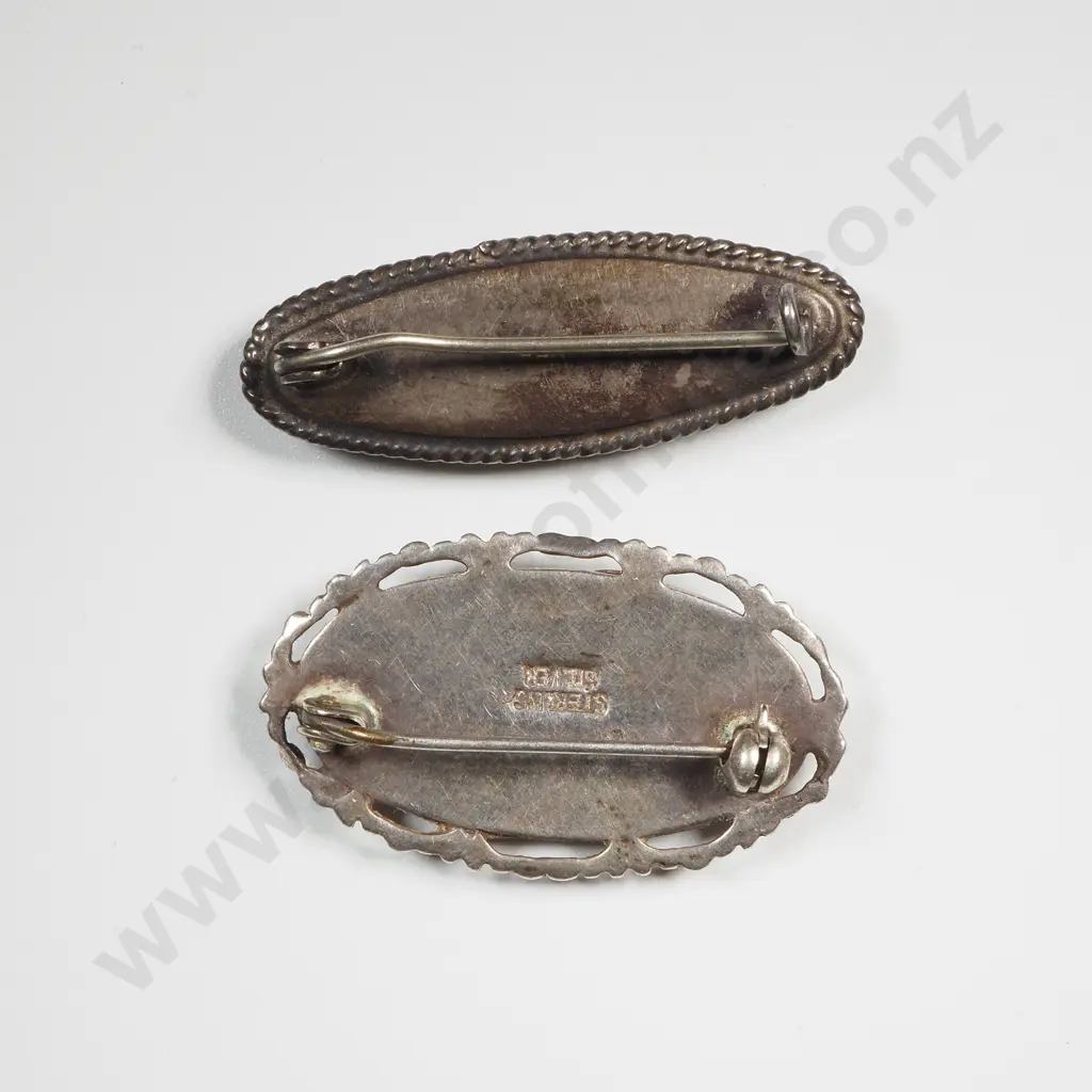Two Sterling Silver Paua Brooches Image 1++