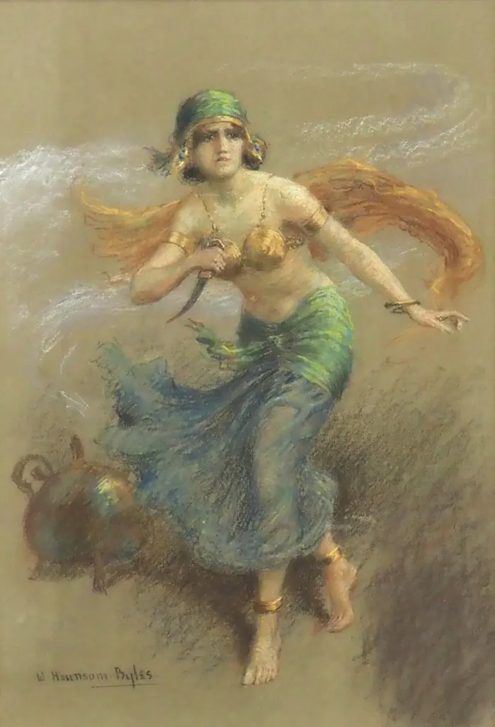 William Hounsom Byles - Classical Scene, Pastel Image 1++