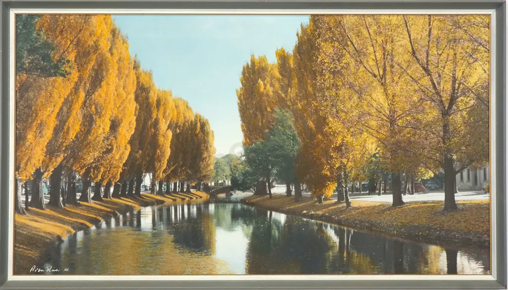 White Aviation Photograph- 'Avon River, NZ', Hand Coloured Photo Image 1++