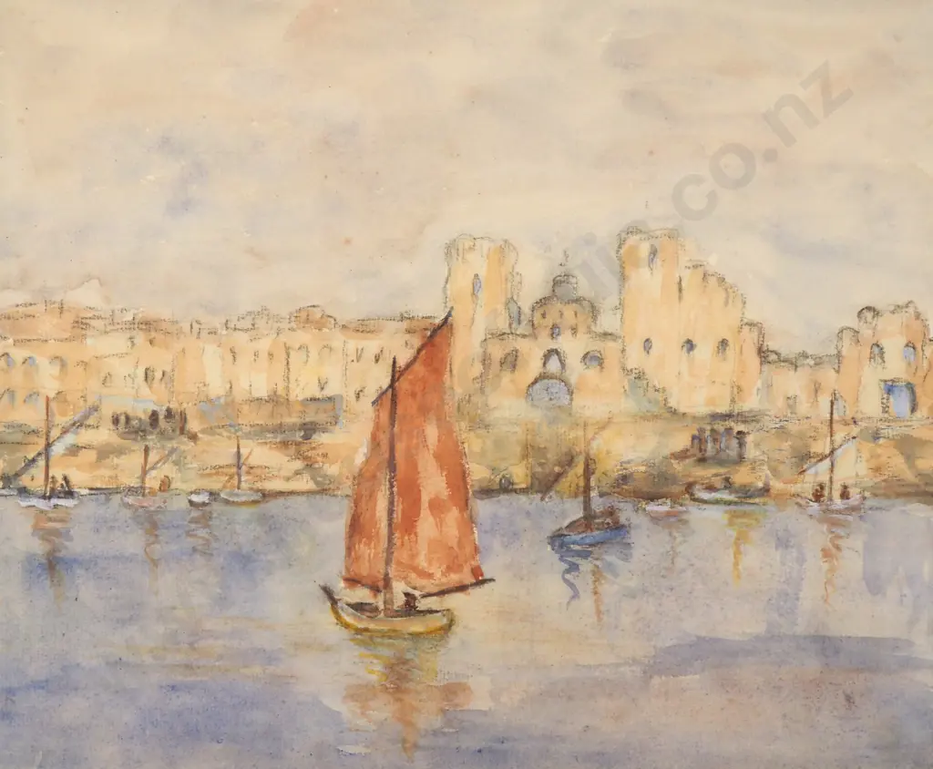 Maude Burge - Adriatic Coastal Landscape, Watercolour Image 1++