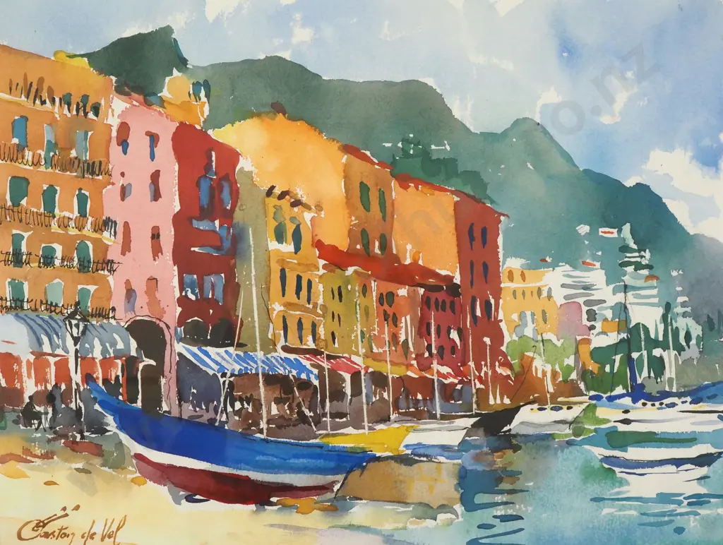 Gaston De Val - Portofino Italy, Watercolour Image 1++