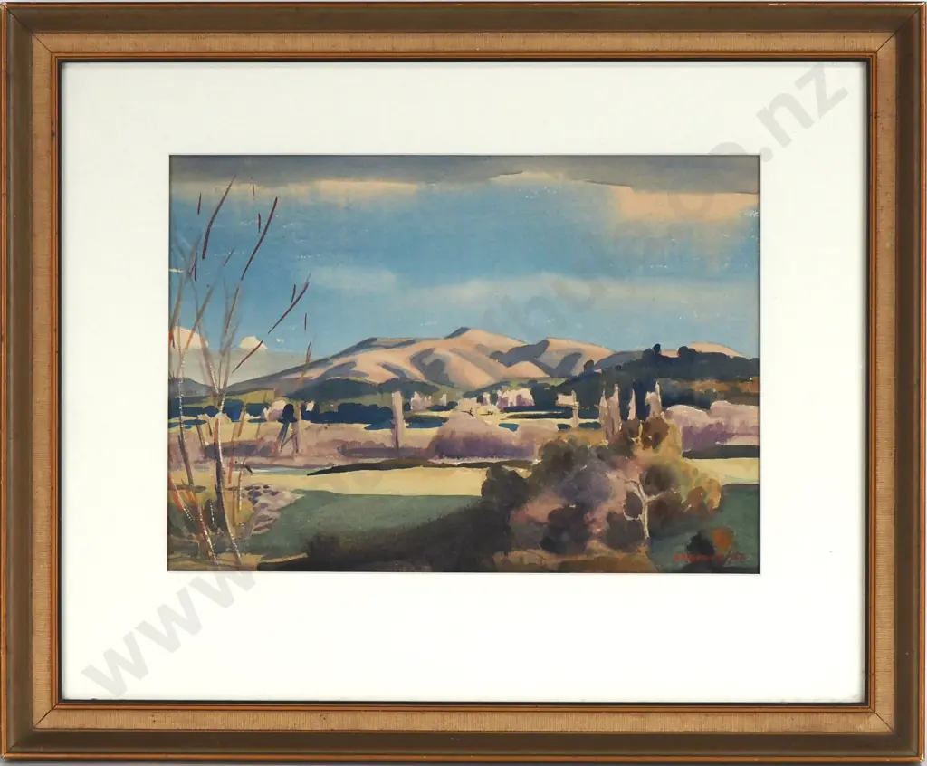 Austen A. Deans - Four Peaks Station, South Canterbury, Watercolour Returned to vendor Image 1++