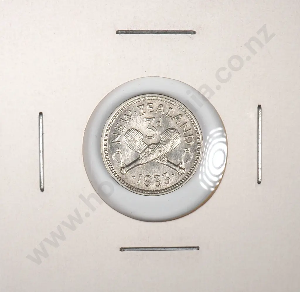 1933 New Zealand Threepence - Better Grade  Image 1++