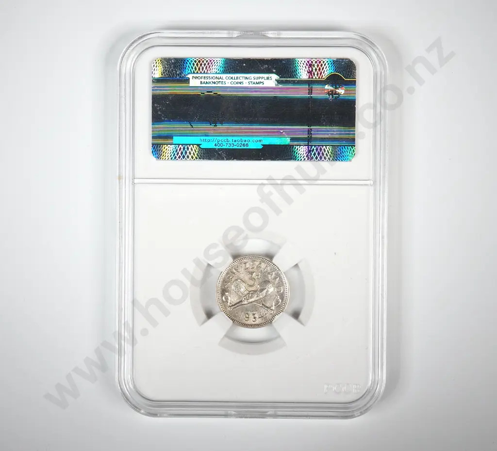 1934 New Zealand Threepence Coin - Better Grade Image 1++