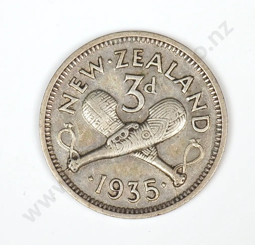1935 New Zealand Threepence  Image 1++