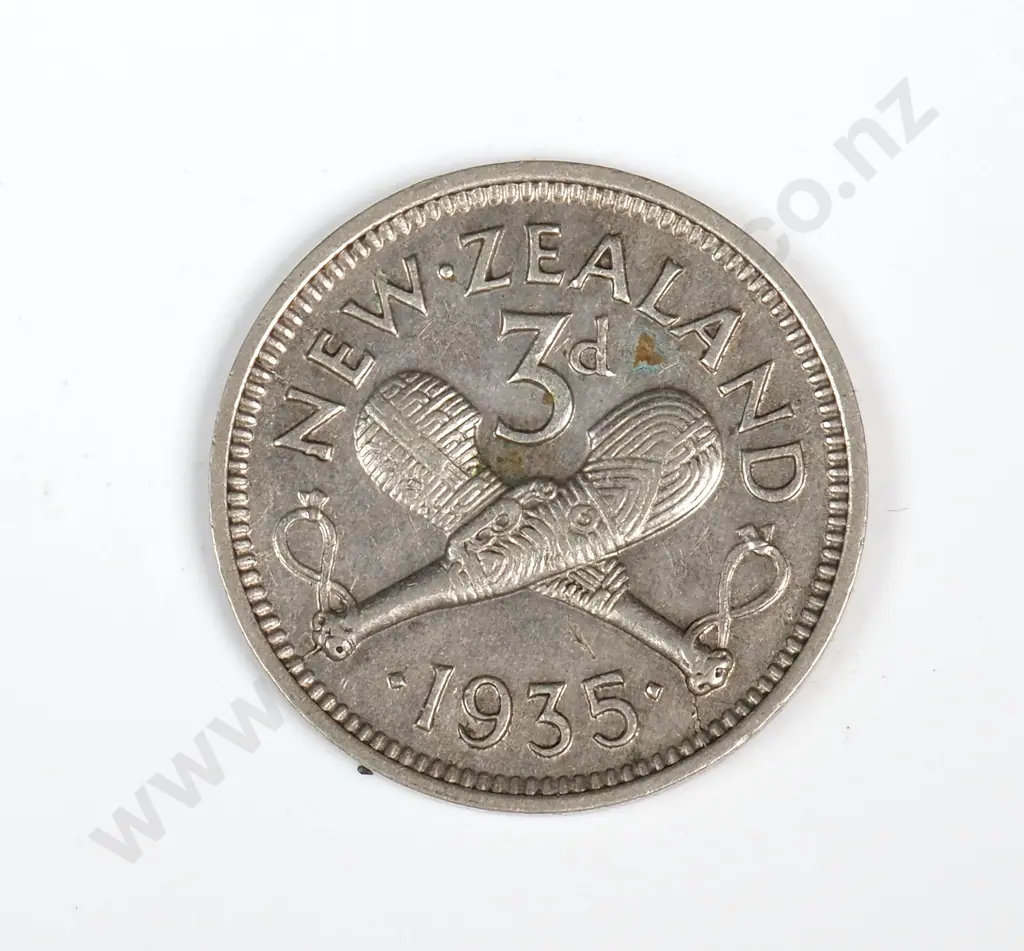 1935 New Zealand Threepence - F Image 1++