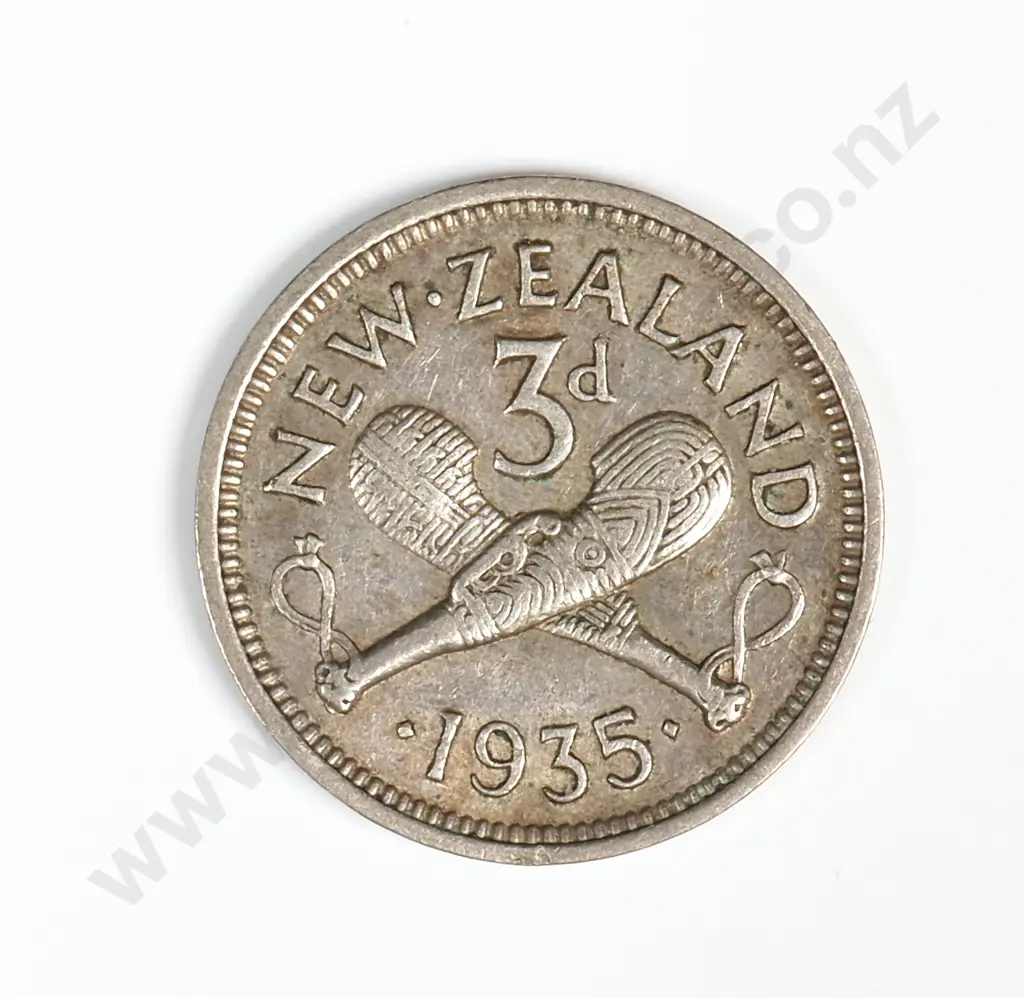 1935 New Zealand Threepence - F Image 1++