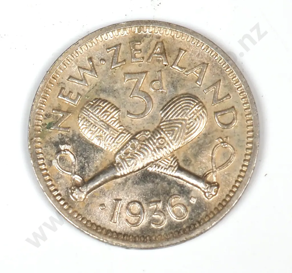1936 New Zealand Threepence - Better Grade  Image 1++