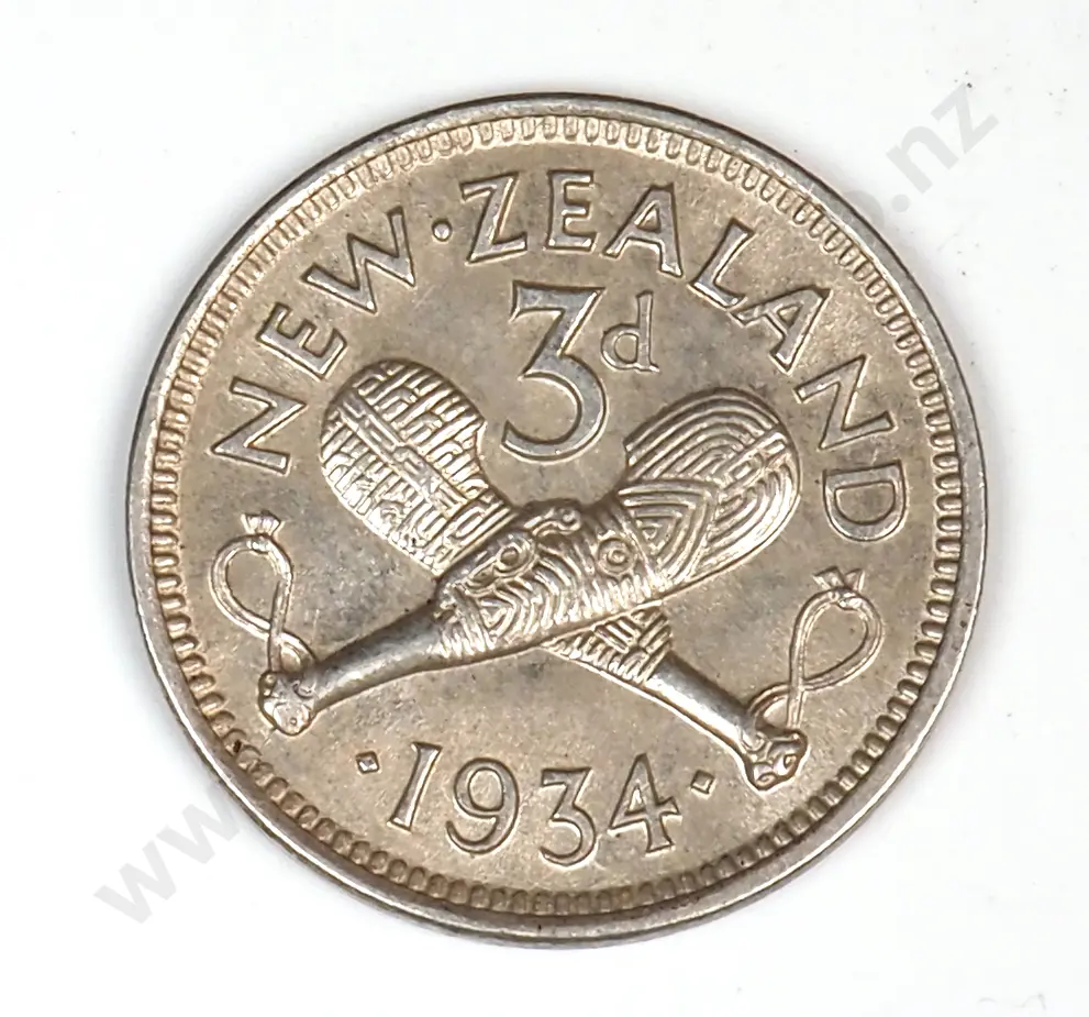 1934 New Zealand Threepence - Better Grade  Image 1++