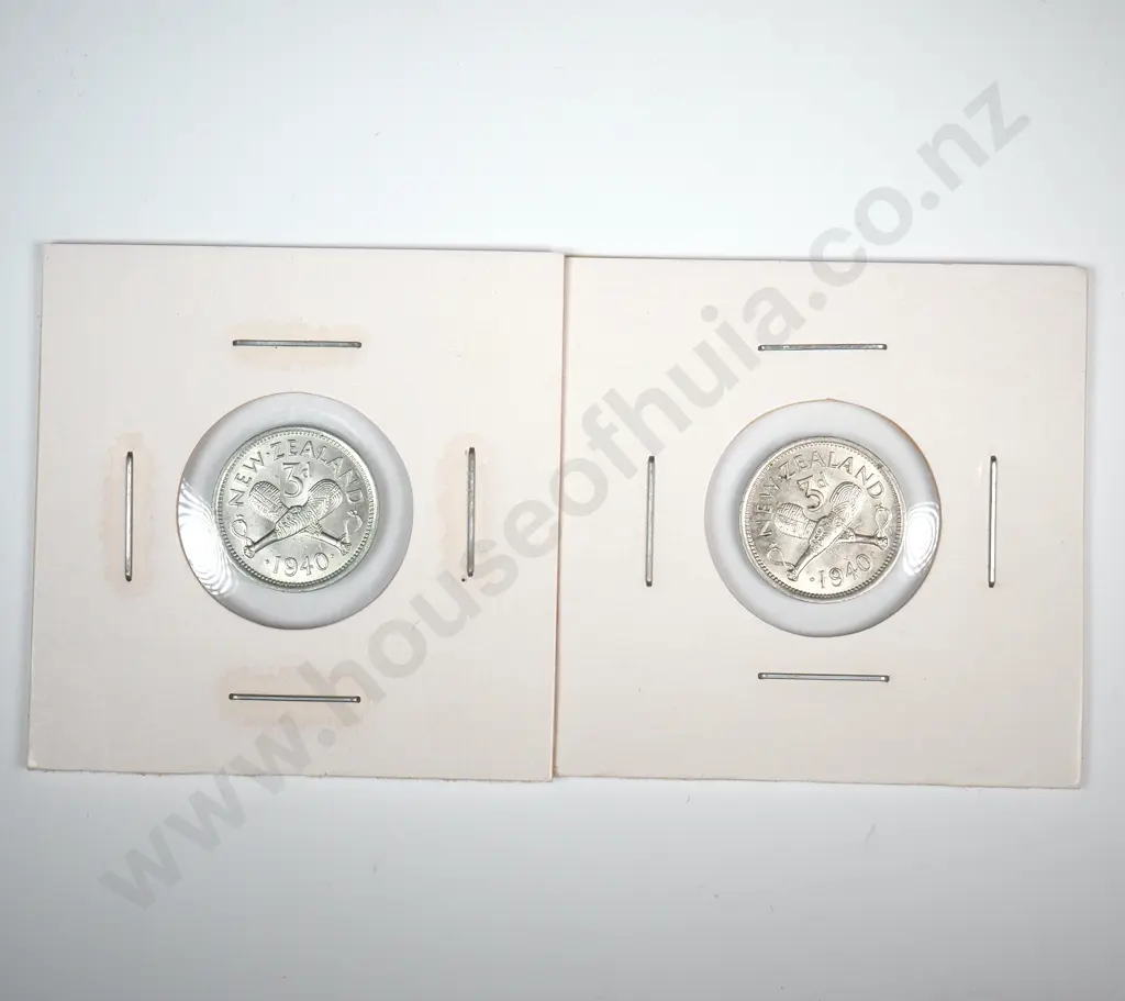 Two 1940 New Zealand Threepence's - Better Grades Image 1++