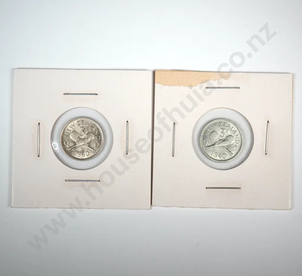 Two 1940 New Zealand Threepence's - Better Grades Image 1++