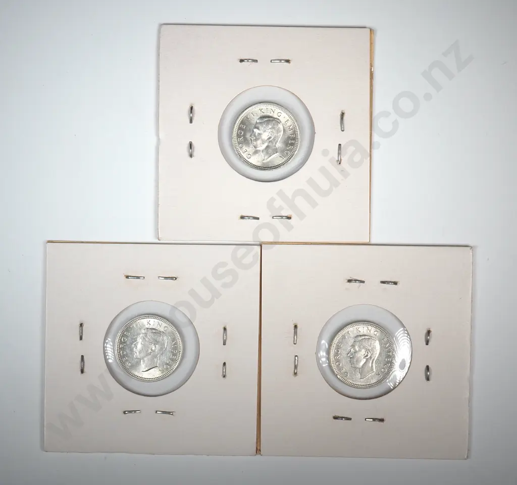 Three 1942 New Zealand Threepence's - Better Grades Image 1++