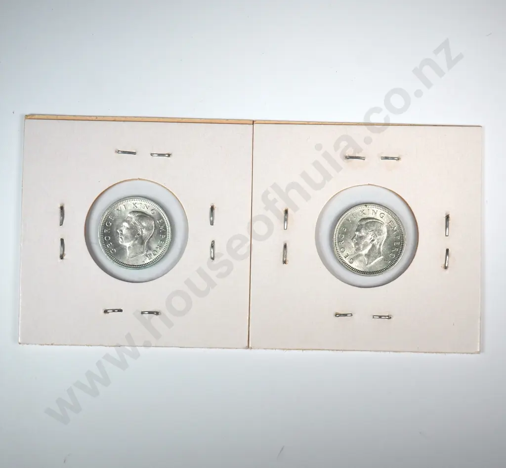 Two 1942 New Zealand Threepence's - Better Grades Image 1++