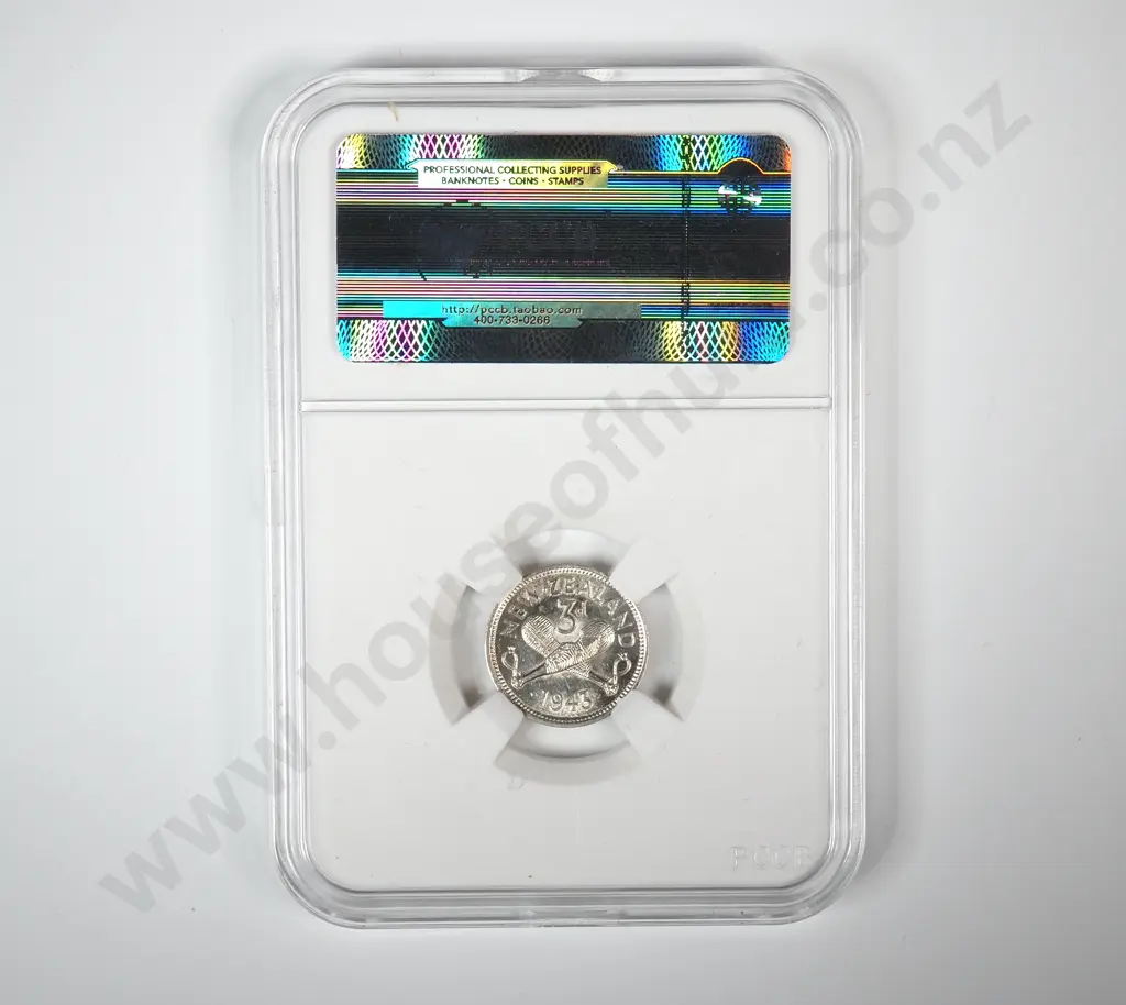 1943 New Zealand Threepence Coin - Better Grade Image 1++