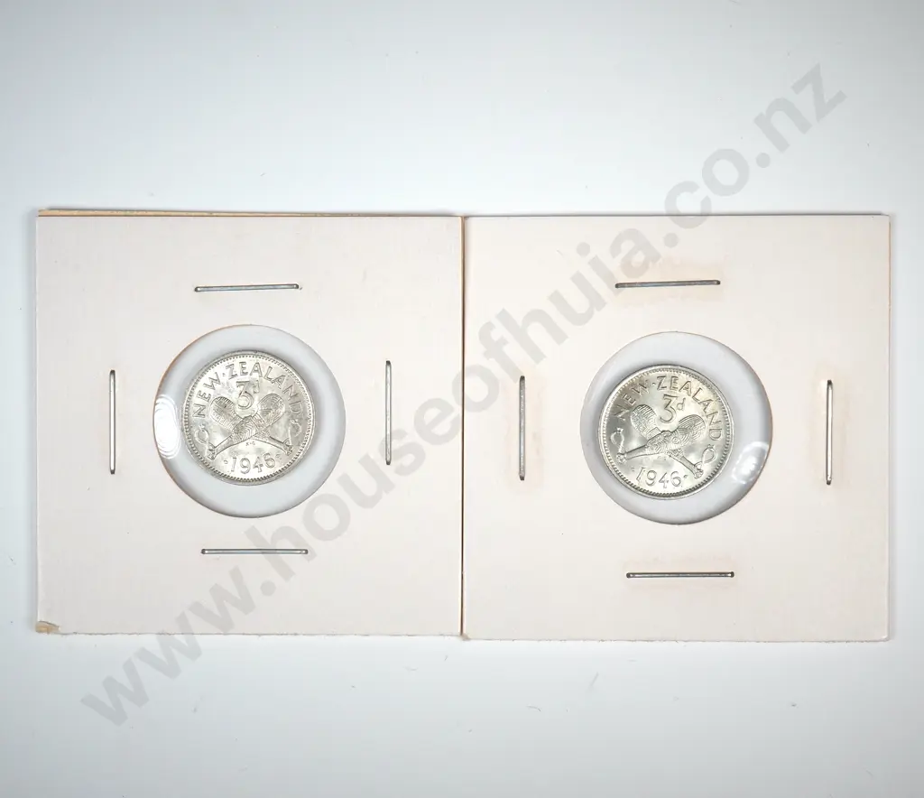 Two 1946 New Zealand Threepence's - Better Grades Image 1++