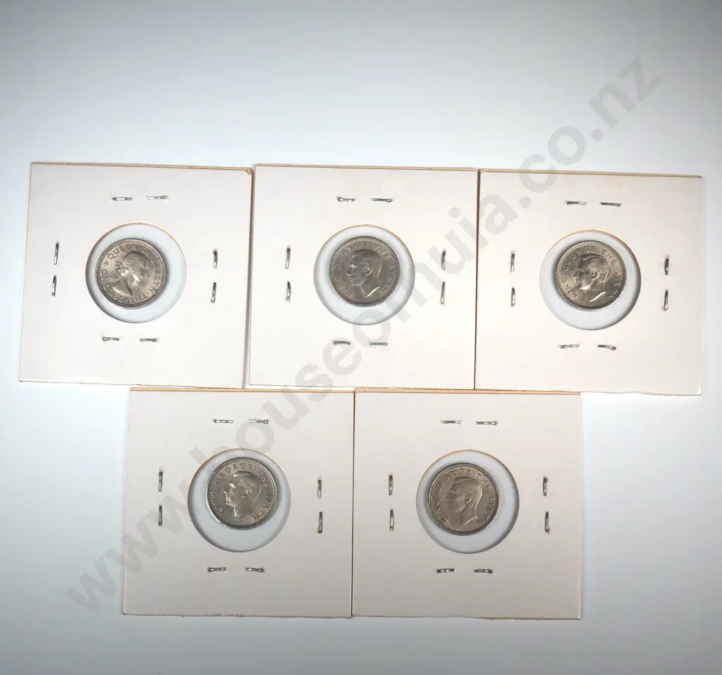 Five Carded New Zealand Threepences - Better Grades - Post 1947 Image 1++