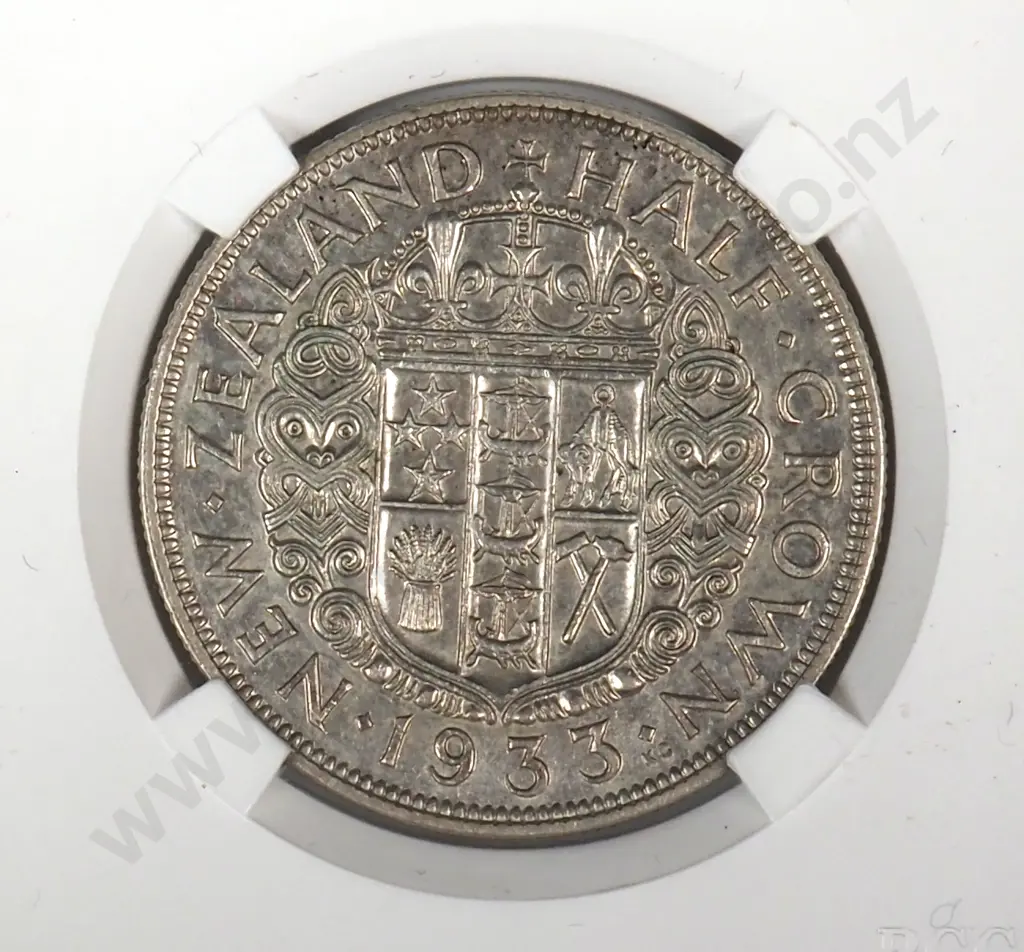 1933 New Zealand Half Crown - Better Grade  Image 1++
