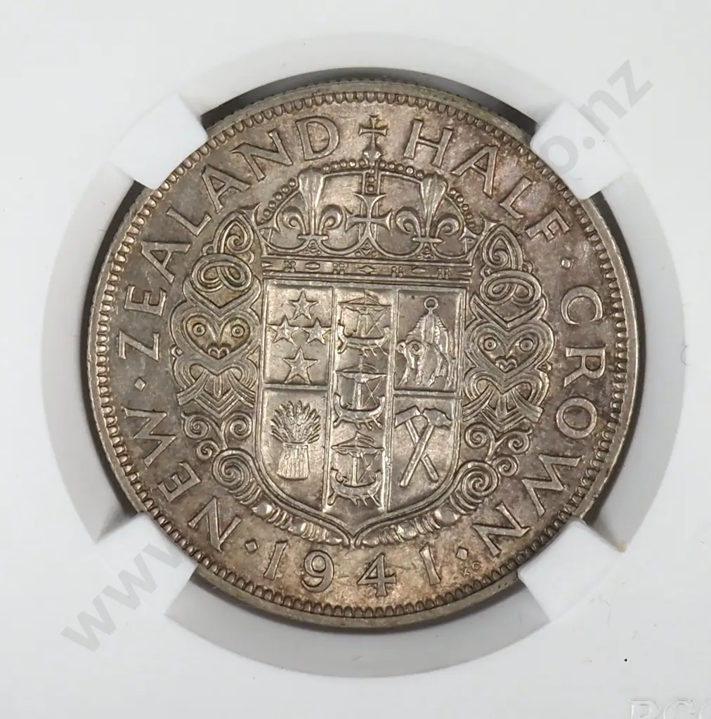 1941 New Zealand Half Crown - Better Grade  Image 1++