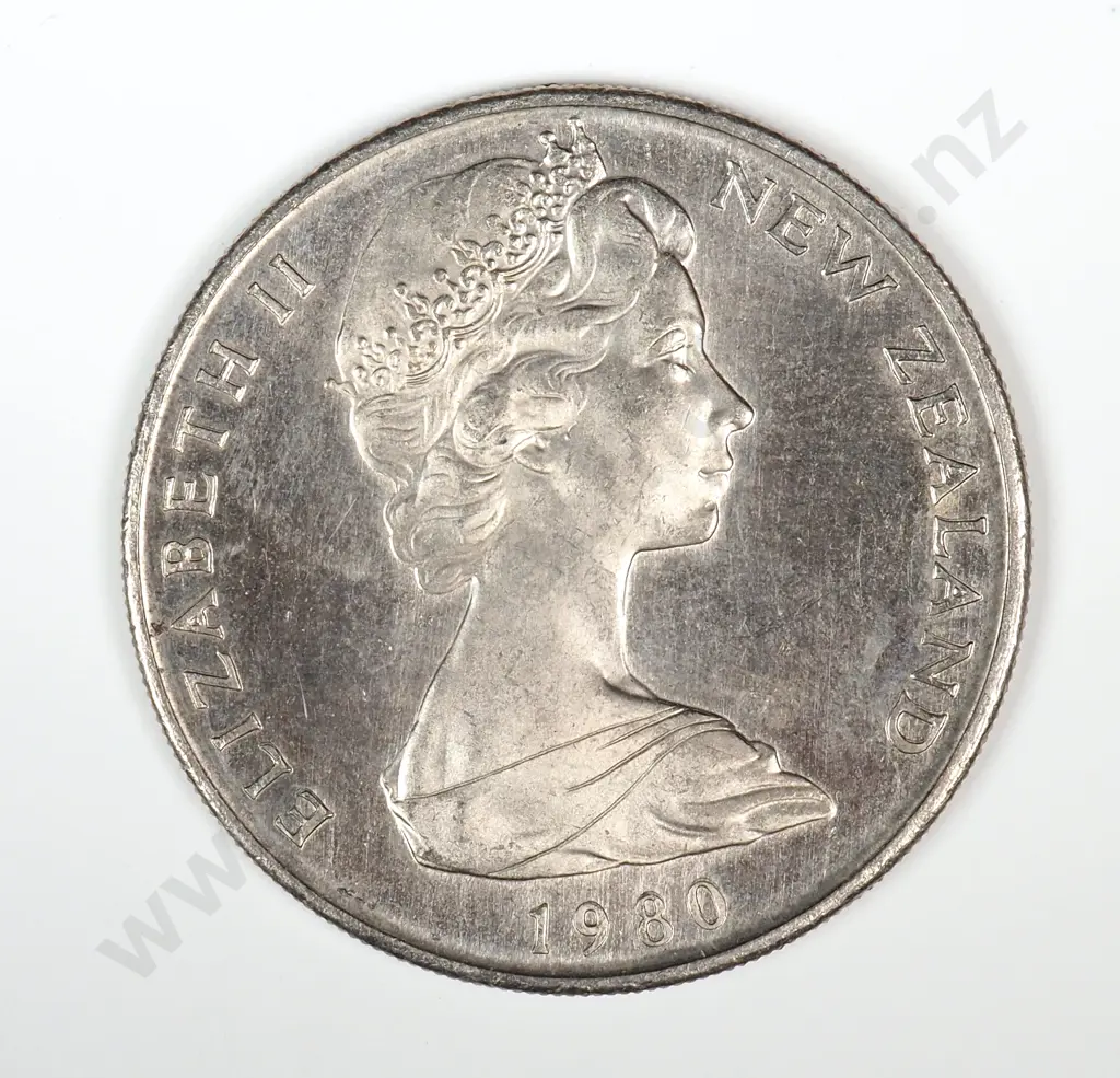 1980 New Zealand 20 Cent Error Coin - Split Planchet - Weight 5.2 Grams Image 1++