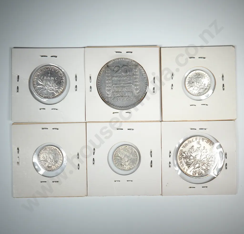 Six French Silver Coins  Image 1++