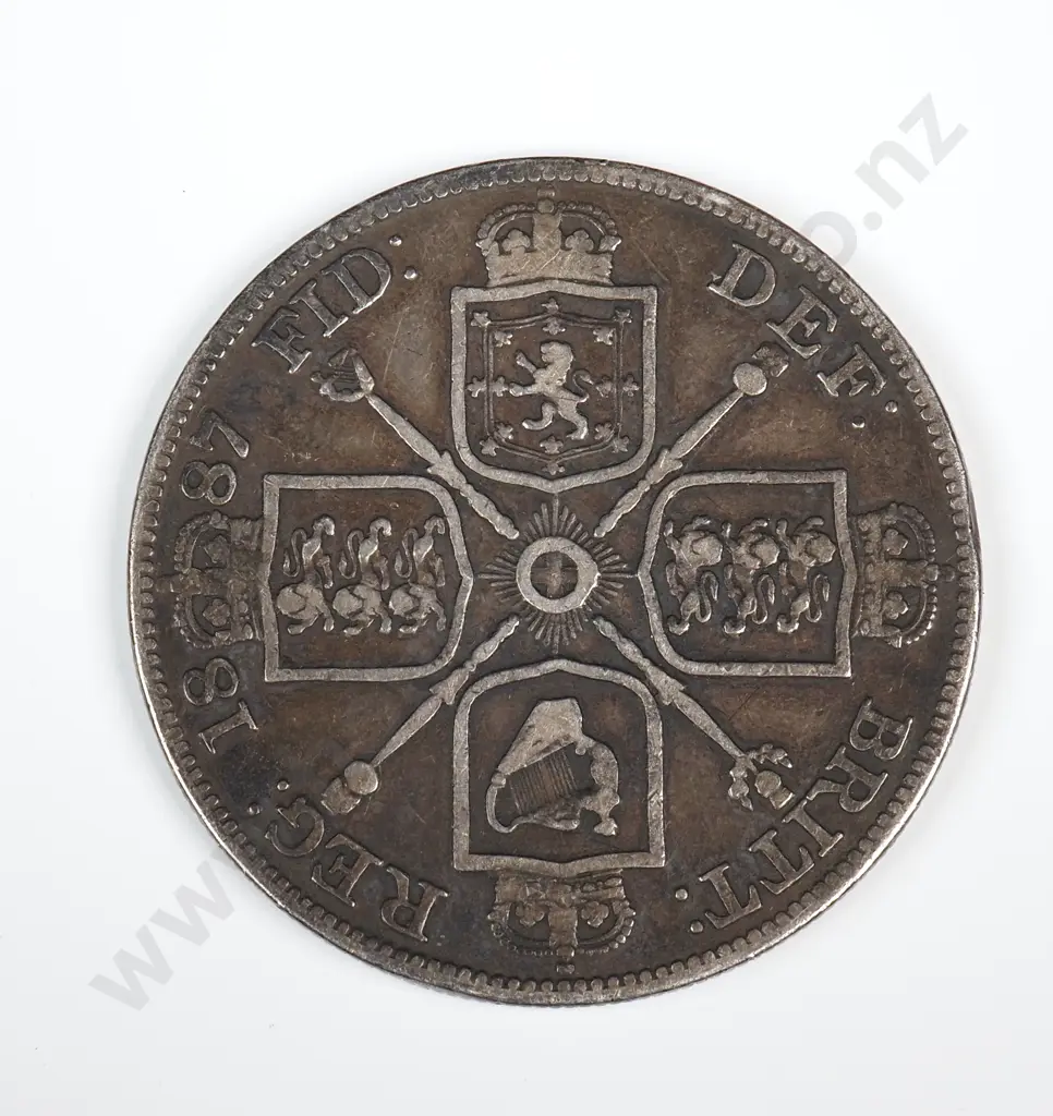 1887 United Kingdom Silver Double Florin Image 1++