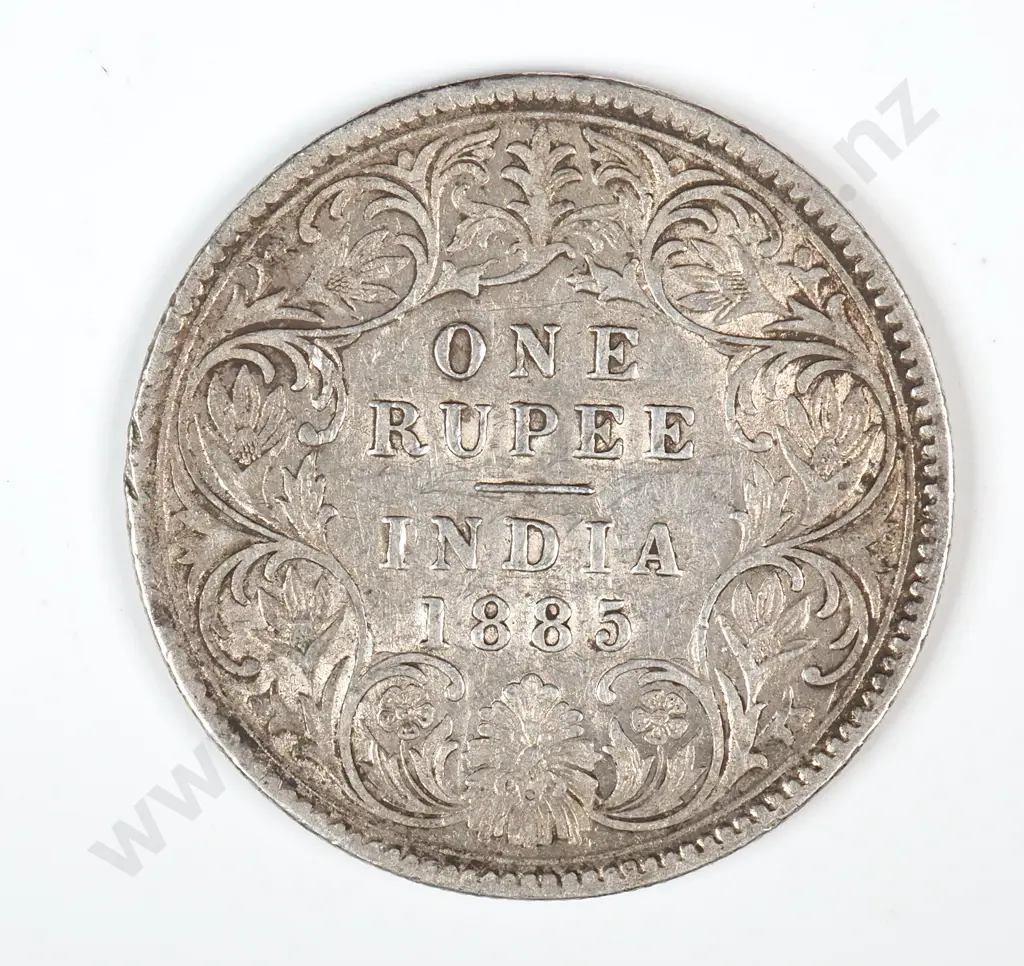 1895 India One Rupee Silver Coin  Image 1++