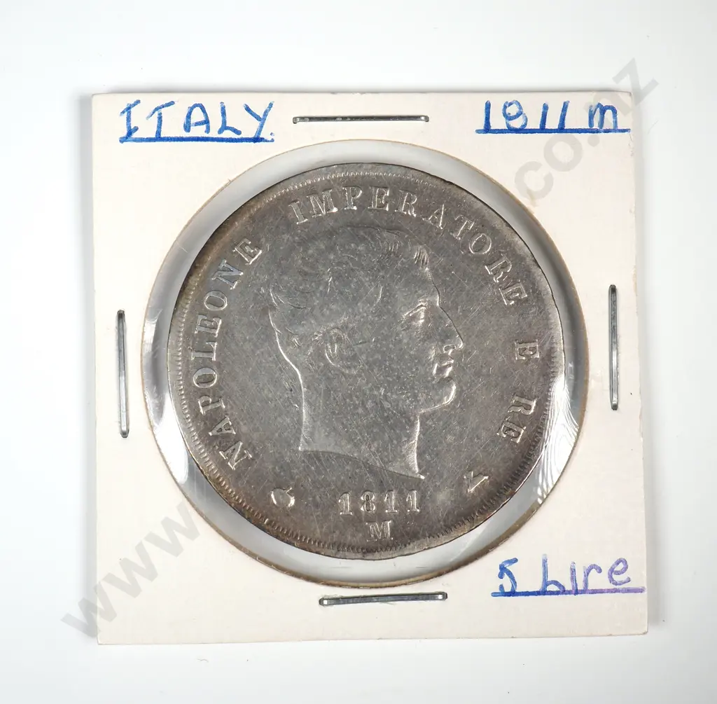 1811 M Italian 5 Lire Silver Coin  Image 1++