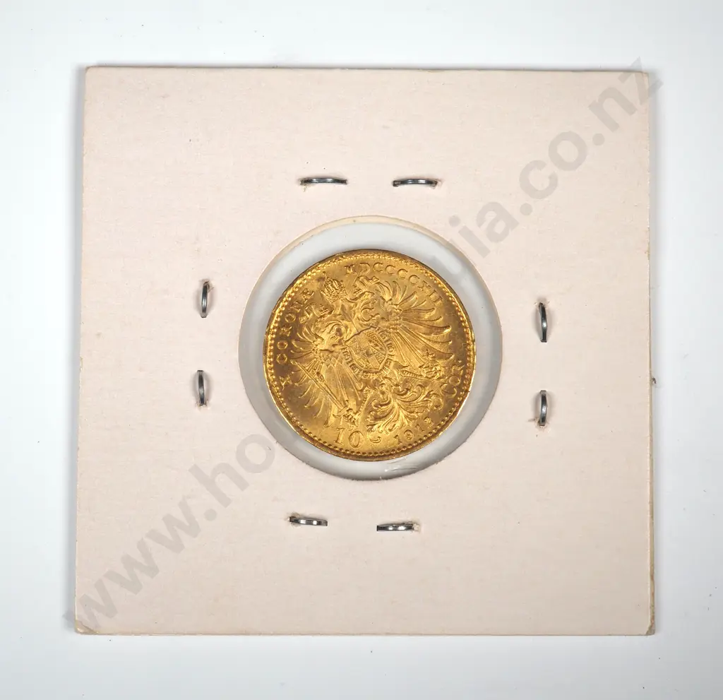 1912 Austria Restrike 10 Corona Gold Coin - 3.38 Grams of 90%  Image 1++