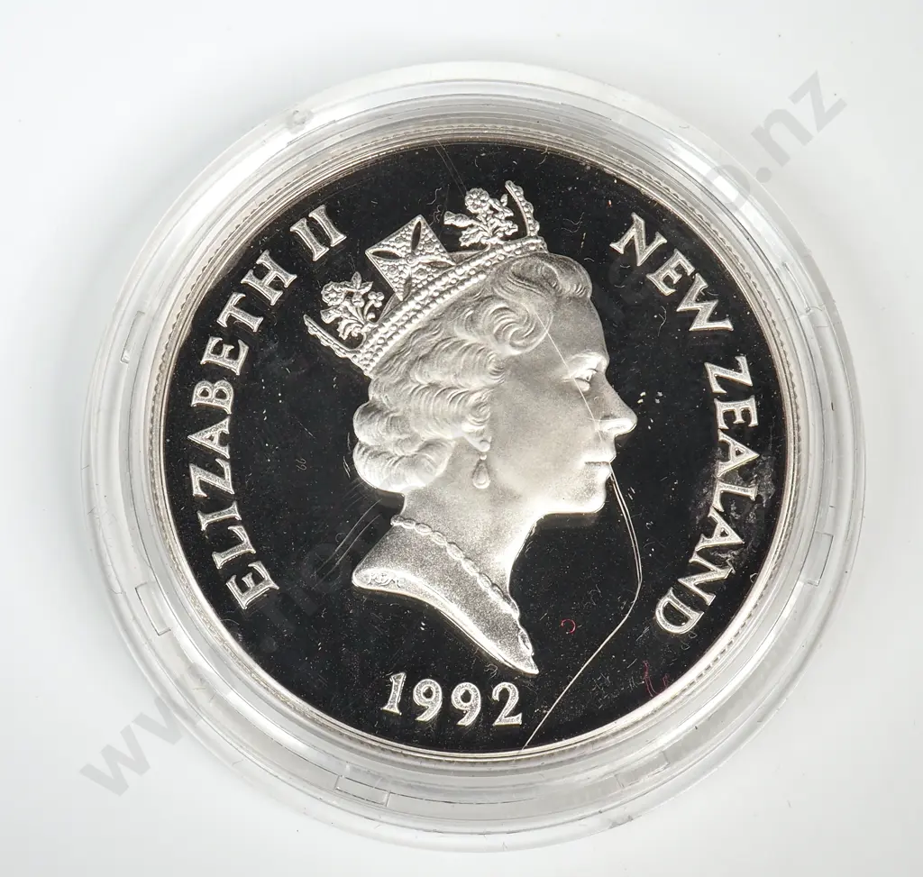 1992 New Zealand Sterling Silver Proof Dollar  Image 1++