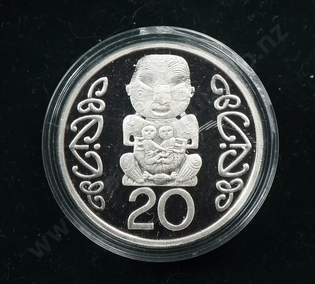 1995 Sterling Silver New Zealand Piedfort 20 Cent Coin  Image 1++