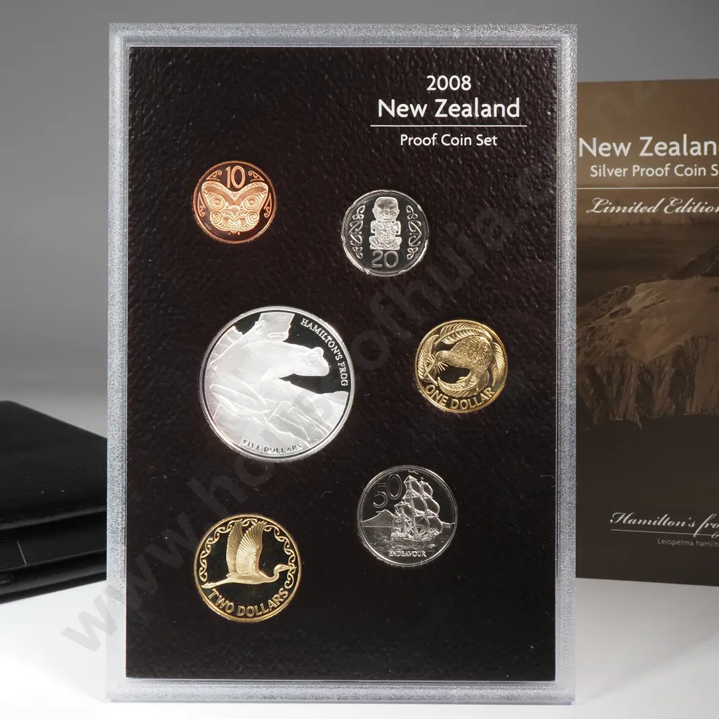 2008 New Zealand Proof Coin Set w Silver One Dollar Coin  Image 1++