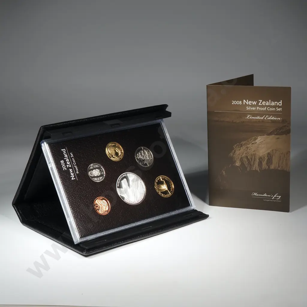 2008 New Zealand Proof Coin Set w Silver One Dollar Coin  Image 1++