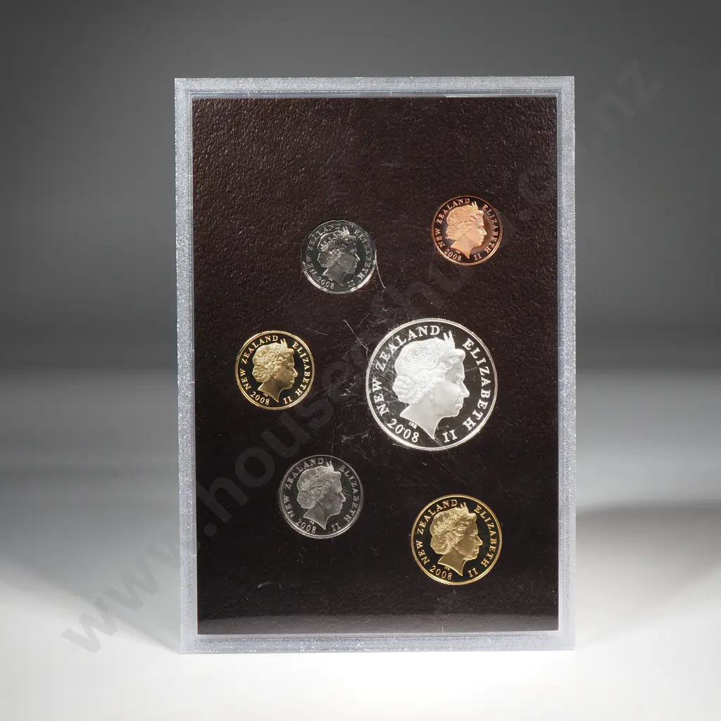 2008 New Zealand Proof Coin Set w Silver Five Dollar  Image 1++